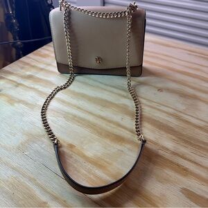 Tory Burch Kira Saffiano Crossbody Bag – Nude/Tan